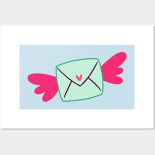 envelope with wings and a heart on it Posters and Art